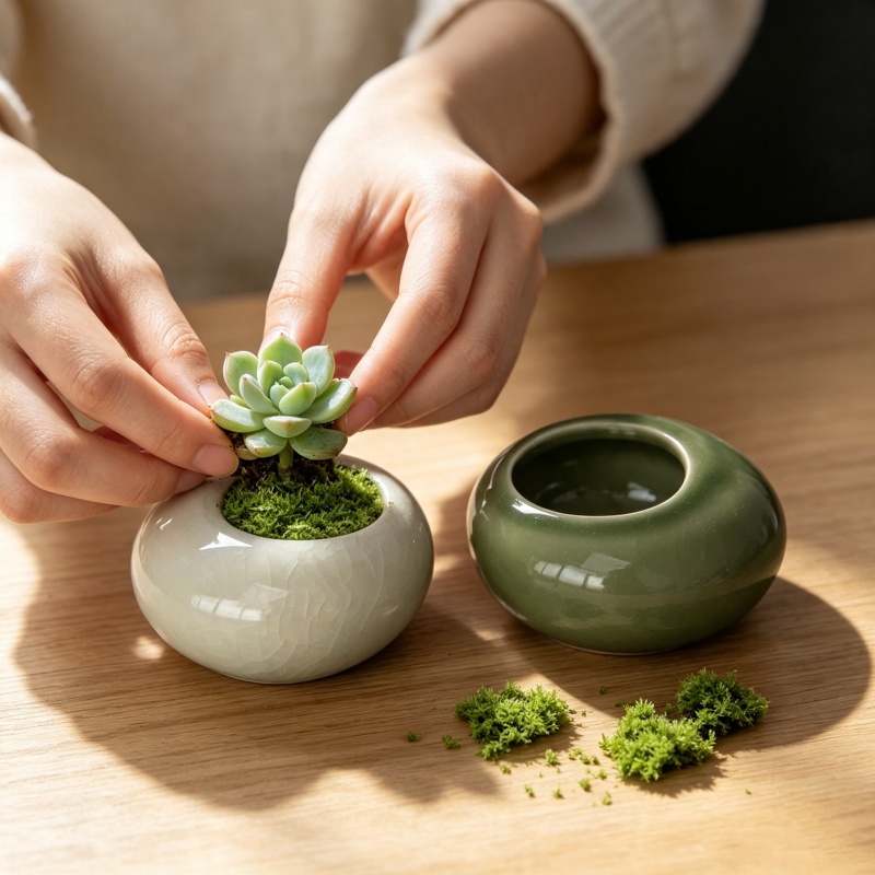 Mini doniczka z efektem popęka – Echeveria Succulent recenzja i cena